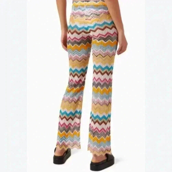 Missoni Pants Flare Cover Up Trousers Metallic Crochet Zig Zag Swim Chevron 40 4 - Picture 6 of 13